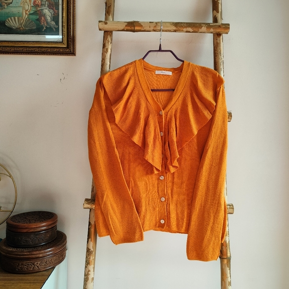 Roem Mustard Ruffle Cardigan - Picture 15 of 15